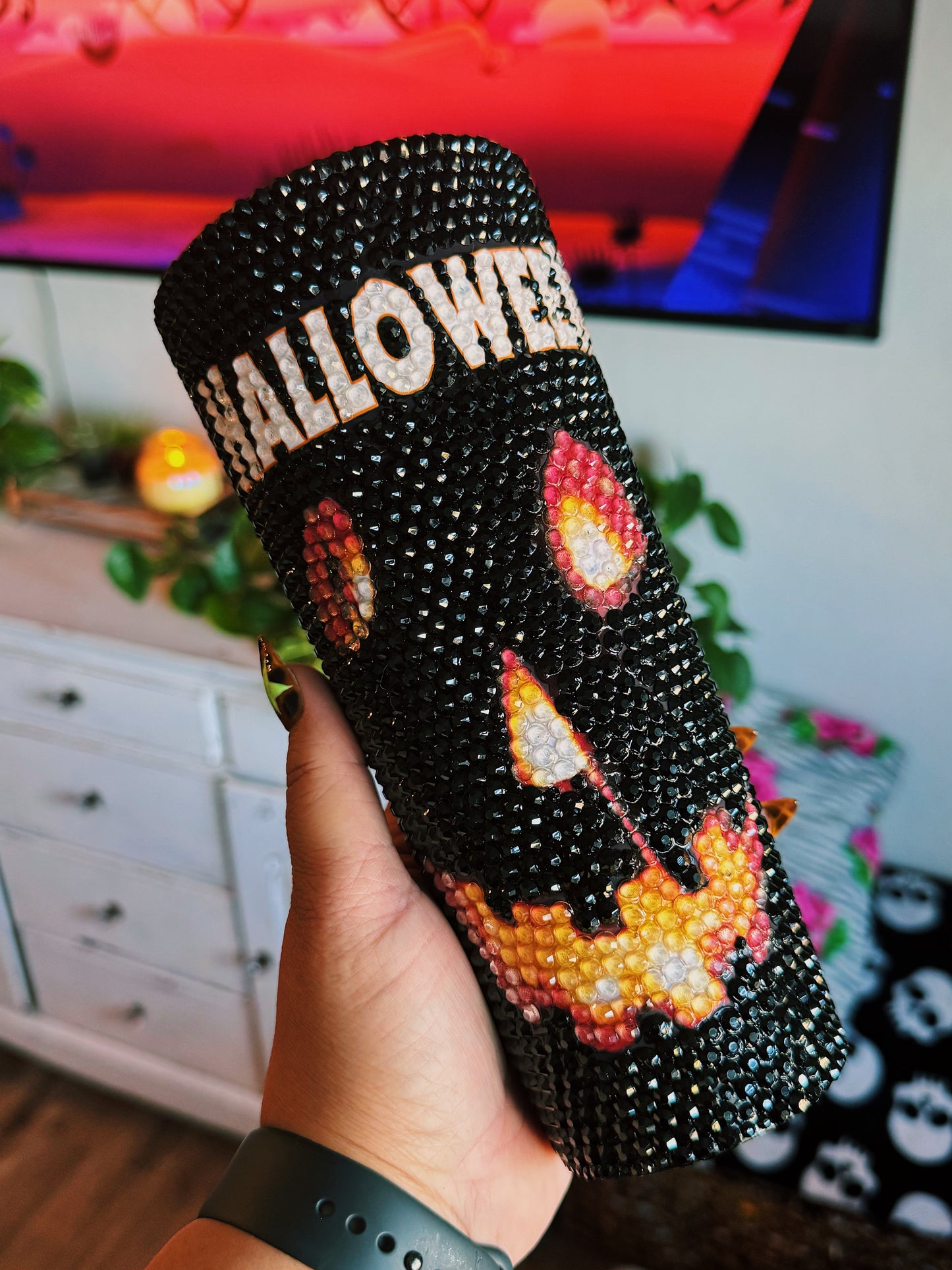 Pumpkin Halloween Blinged Tumbler