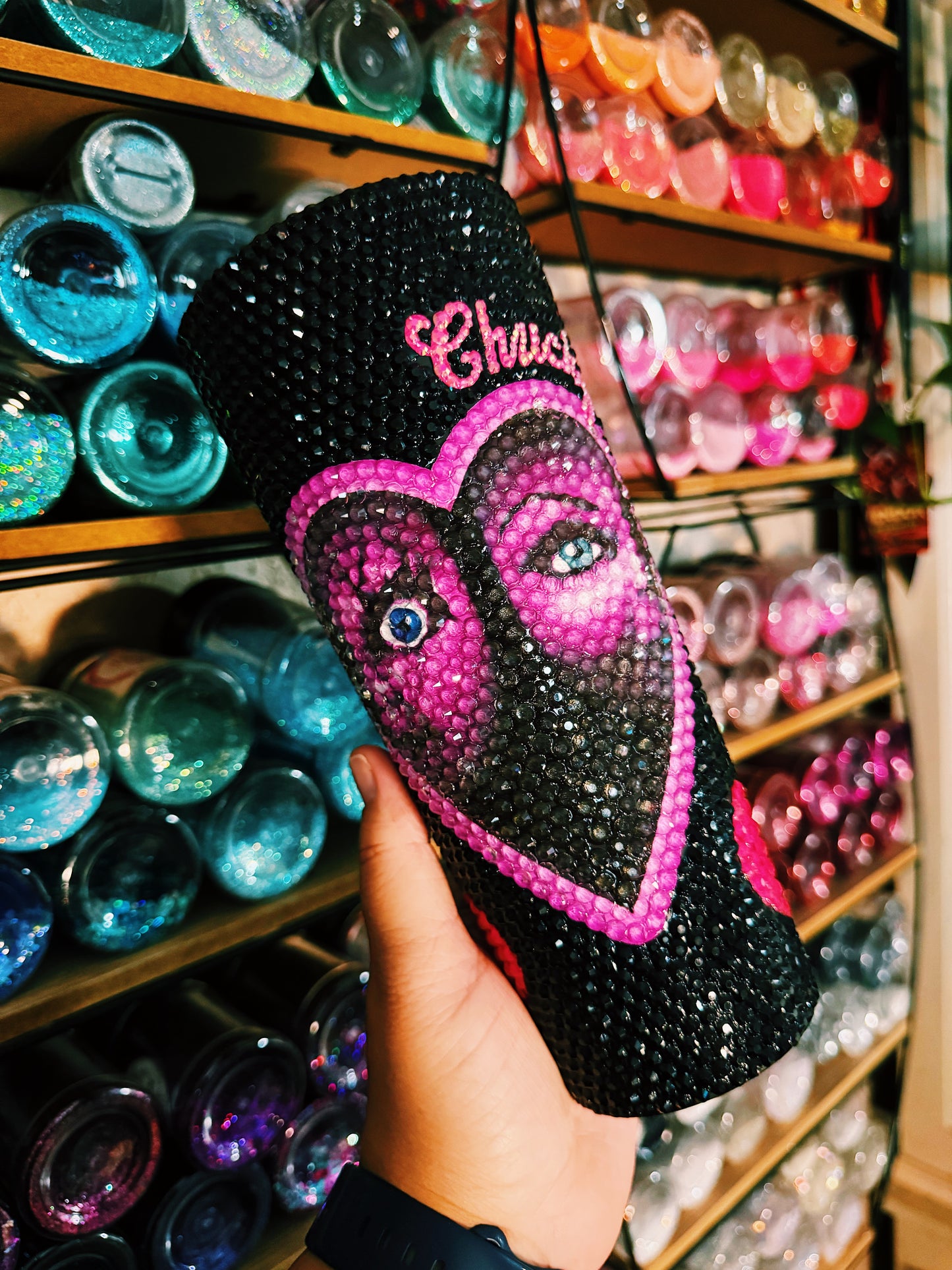 Glowing Chucky & Tiff Blinged Tumbler